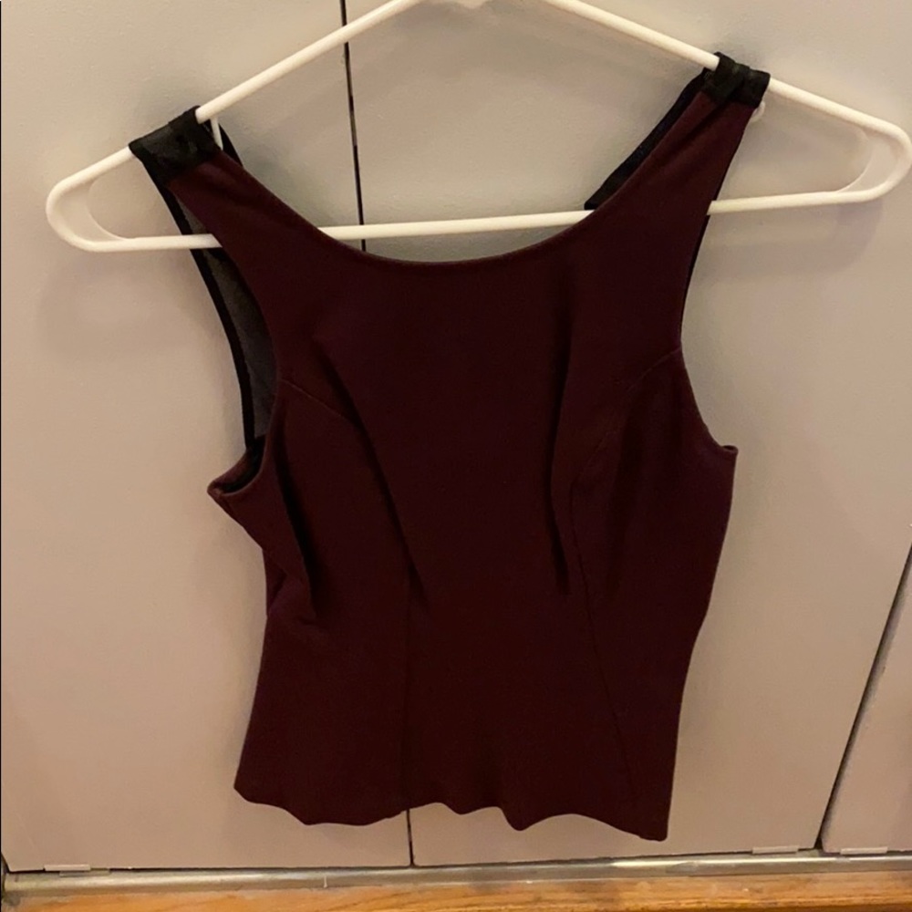 Intermix burgundy black top with zipper mesh